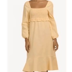 7 For All Mankind Linen Puff Sleeve Yellow Dress  Size XTRA SMALL
